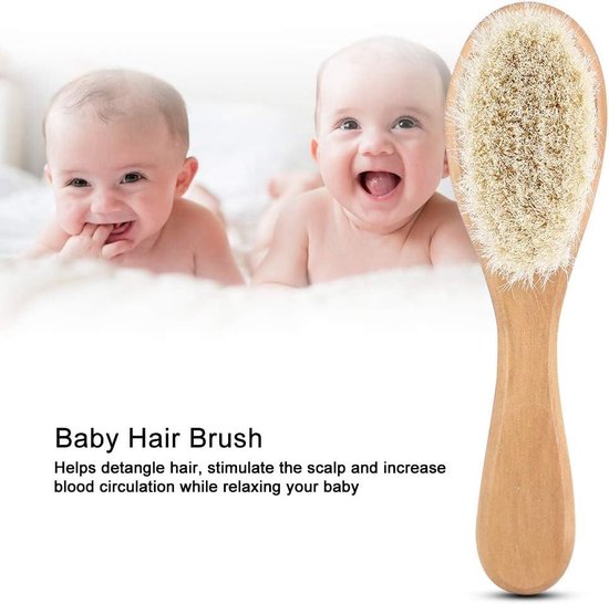 Baby Haar Borstel - Natuurlijke Houten Handvatten - Zachte Haren - Haarborstel voor Pasgeboren Baby's van Canoa & Bebizon