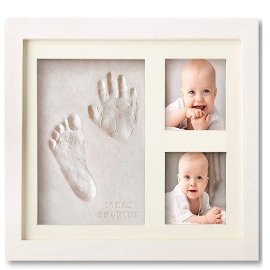 Baby Hand- en Voetafdruk Kit - Bubzi Co - Niet-Giftige Luchtdrogende Klei - Herinneringslijst - Voor Pasgeborenen & Nieuwe Moeders - Wit van Merkloos
