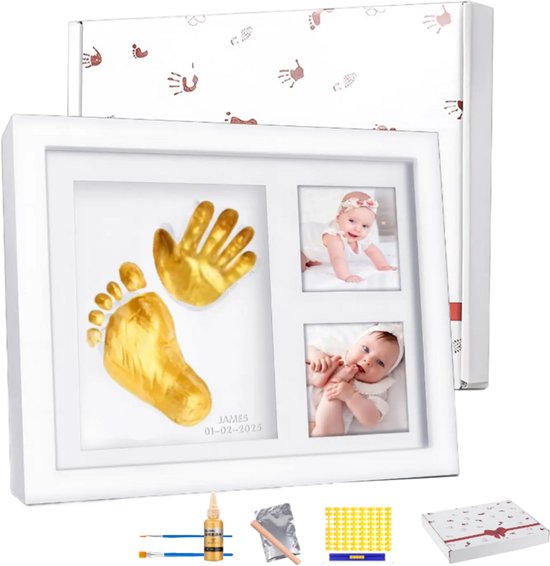 Baby Hand- en Voetafdruk Set – Gips & Klei – Fotolijst voor Unieke Babyafdrukken van Merkloos