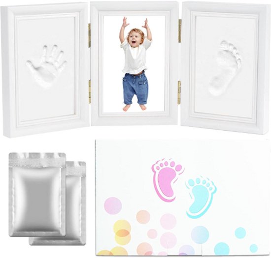 Baby Hand- En Voetafdrukset Met Fotolijst - 3-In-1 Baby Herinneringslijst - Voor Handafdruk Voetafdruk En Foto’s - Baby Cadeau Aandenken - Formaat 35x15,5 cm van Merkloos