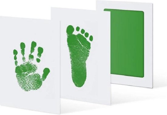 Baby Hand / Voet afdruk Stempel set Groen - Kraamcadeau - Babyshower van Merkloos