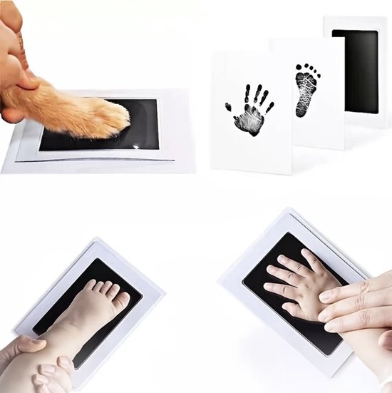 Baby handafdruk - Baby voetafdruk - Set - Baby Art - Kraamcadeau - Babyshower Cadeau – Inktafdruk – Pootafdruk - eerste stapjes - baby cadeautje – StijlvolStekkie - Inclusief beschrijving Nederlands/Engels van StijlvolStekkie