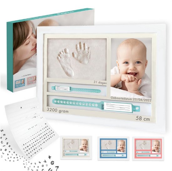 Baby Handafdruk En Voetafdruk Kit Met Fotolijst En Geboortearmband Houder - Cadeau Voor Pasgeboren Baby - Babykamer Decoratie Voor Nieuwe Mama’s van Sumini