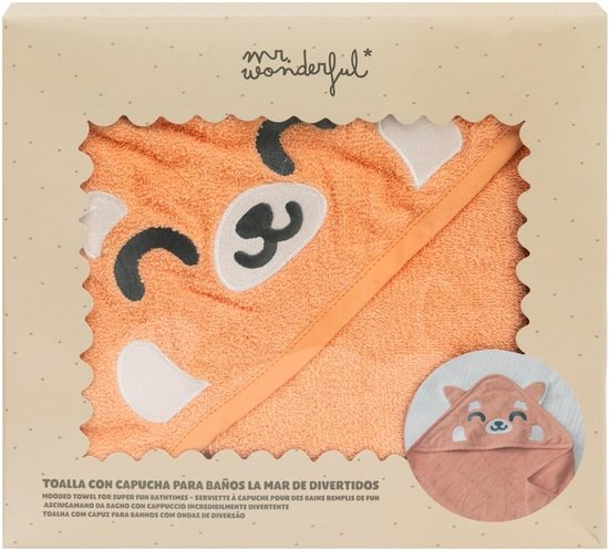 Baby Handdoek Capuchon - Kinderbadjas - Na het badje - Zachte Katoen - 100x100 cm - Rood Panda