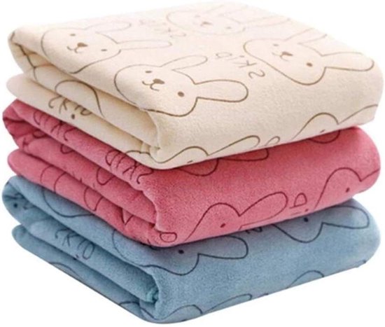 Baby Handdoek - Gezichtshanddoek Kinder - Zacht Afdrogen - Absorberend Microvezel - 25x50cm - Pauwblauw