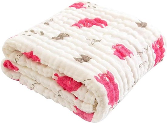 Baby Handdoek - Grote Deken - Baby Verzorgen - Zeslaags Katoen - 95x95cm - Rood