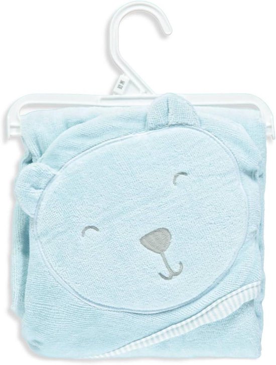 Baby Handdoek - Kinderbadjas Capuchon - Baby Afdrogen - Geborduurd Beertje - Één Maat - Blauw van Merkloos