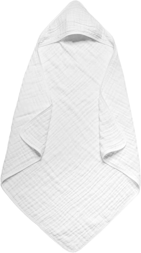 Baby Handdoek met Kap - Baby Badjas - Baby Baden - Snel Drogend Materiaal - 89 x 89 cm - Wit