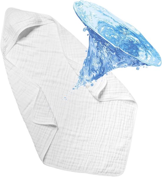 Baby Handdoek met Kap - Badcape Baby - Baby Baden - Snel Droog - 90 x 90 cm - Wit