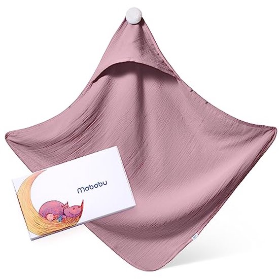 Baby Handdoek met Kap - GOTS Biologisch Katoen - 75x75 cm - Dusty Rose van Merkloos