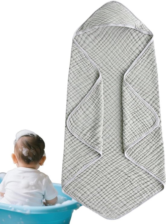 Baby Handdoeken Capuchon - Badcape Baby - Baby Verzorgen - Snel Drogen - 90 x 90 Cm - Grijs van Merkloos