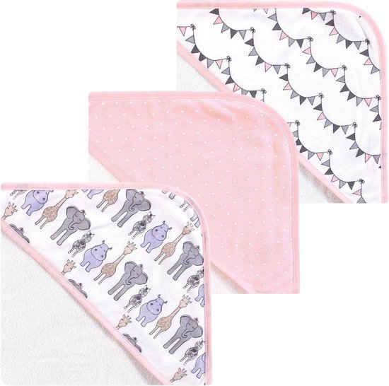 Baby Handdoeken - Kinderbadjasjes - Baby Afdrogen - Superzacht - 30x30 inch - Roze Safari