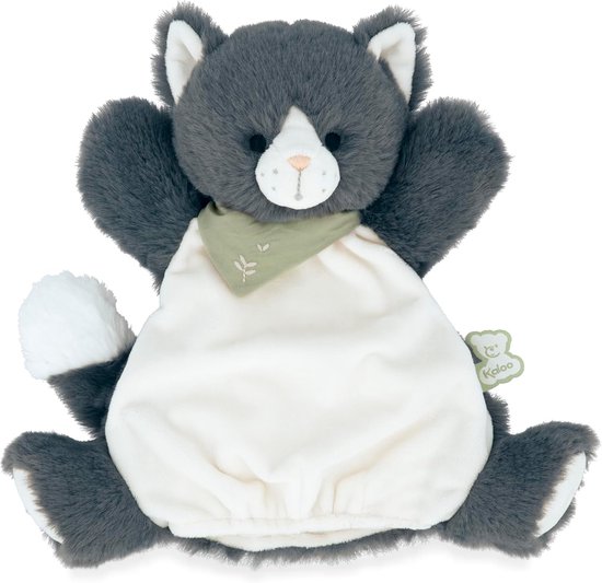 Baby Handpop Kat - Pluche Dier Knuffel - Spelen en Troosten - Super Zacht Materiaal - 24 cm Hoog