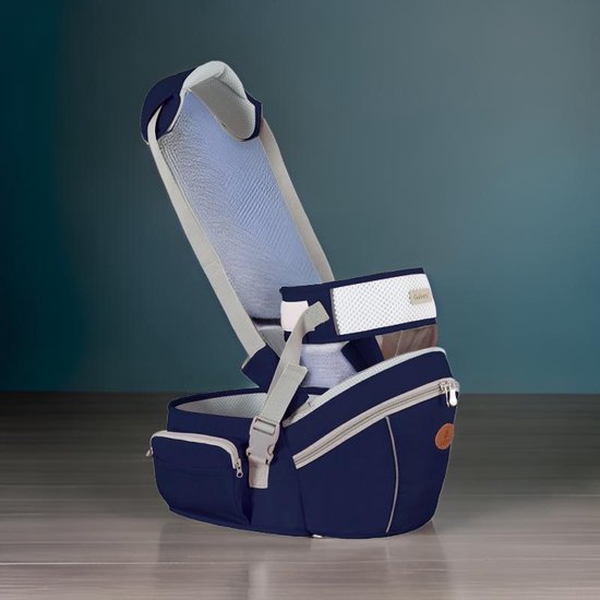 Baby Heupdrager met Extra Band en Nek Band – Donkerblauw – Heupsteun voor Baby en Peuter – Draagtas met Veiligheidsband tegen Rugklachten – Kind Hip Seat Carrier