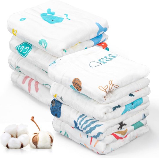 Baby Hydrofiele Doeken - Zachte Monddoekjes - Babyverzorging Thuis - 6 Laags Katoen - 50 x 25 cm - Wit