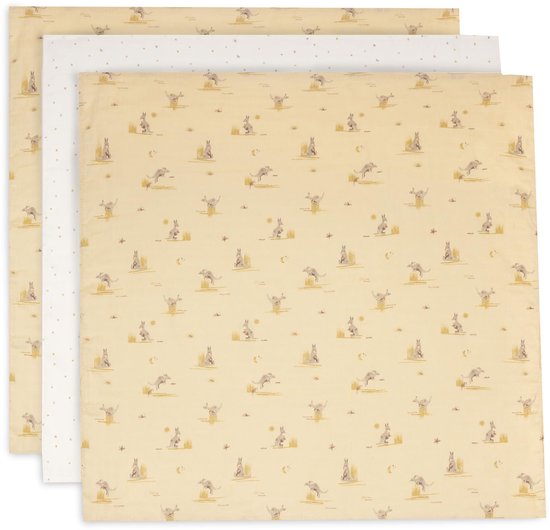 Baby Hydrofiele Doekjes, Kangaroots, 70X70Cm, 3-Pack, 100% Katoen, Baby Spuugdoekjes, Oeko-Tex Gecertificeerd