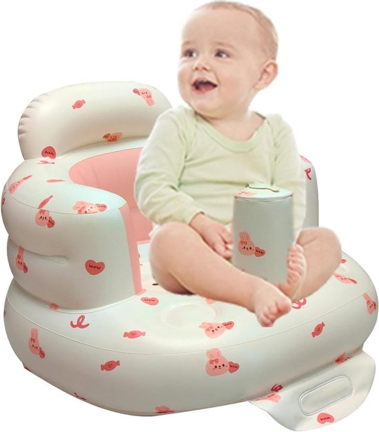 Baby Inflatable Seat Portable Baby Bath Floor Seat Summer Air Chair Cute Rabbit Design Baby Seat for Babies from 3 Months