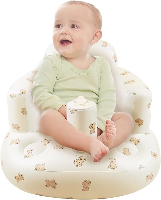 Baby Inflatable Seat - Portable Baby Shower Chair - Baby Support Seat voor Zitten - Inflatable Baby Chair met Built-in Air Pump van Merkloos