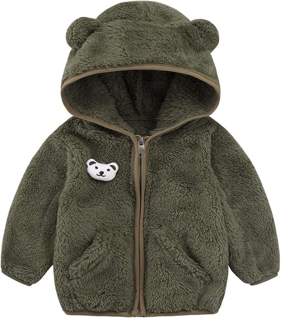 Baby Jas met Capuchon - Kinder Vest - Dagelijks Gebruik - Zachte Fleece Stof - Voor Pasgeborenen - Bruin van Merkloos