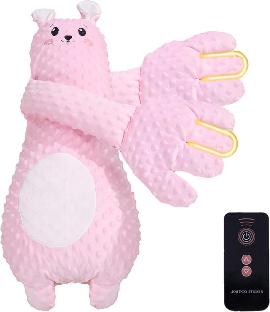 Baby Kalmeringskussen - Dieren Speelgoed - Rustige Slaap - Verwarmbare Hand - 65x25 cm - Grijs