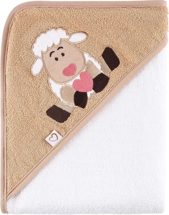Baby Kapuchon Handdoek - Badjas Baby - Baby Baden - Zacht Absorberend Katoen - 100x100cm - Wit Schapen
