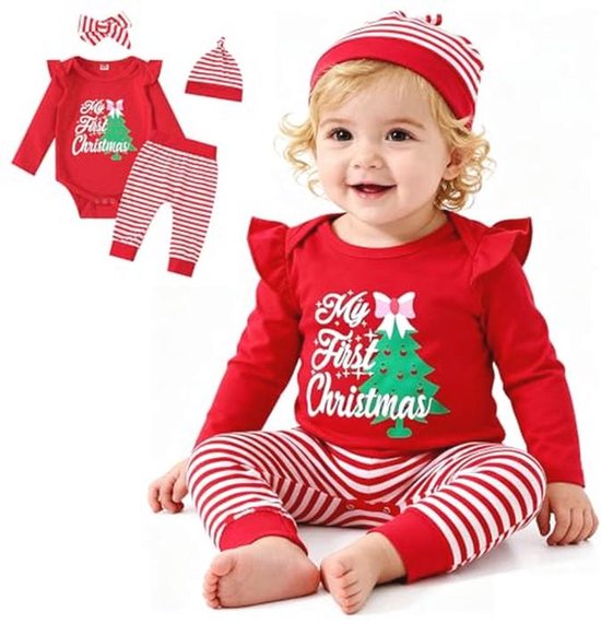 Baby kerstoutfit voor meisjes - My First Christmas outfit voor pasgeborenen (0-18 maanden) van Merkloos