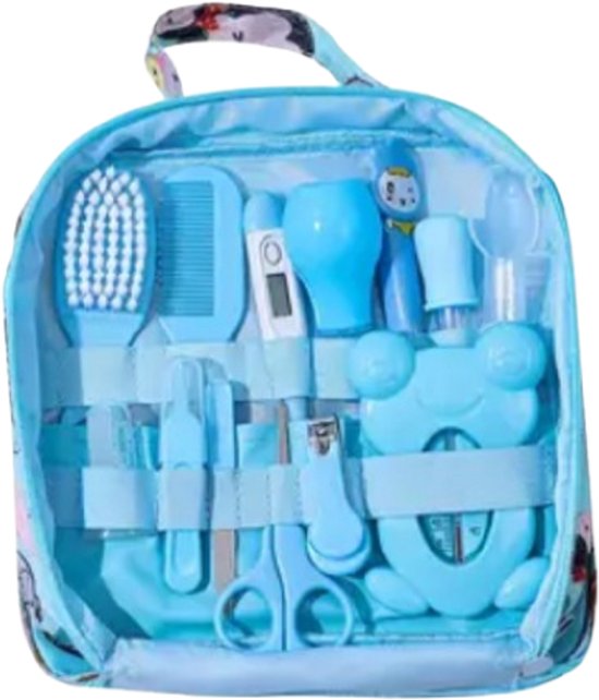 Baby & kids Casey - Baby verzorgingsset 13 in 1 blauw - Babyshower - Kraamcadeau - Manicureset van Lictin