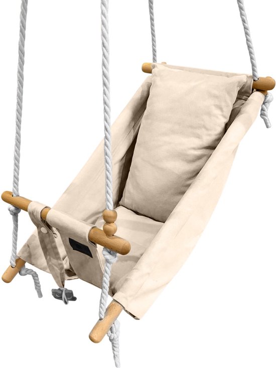 Baby / Kinder Schommel - Baby Swing Zand - Size M-L - Ergonomische Schommelstoel - Inclusief Zachte Kussens, Veiligheidsriem en Bevestigingsmaterialen - Gemonteerd geleverd! - Perfect Cadeau voor de Feestdagen! van Calmo