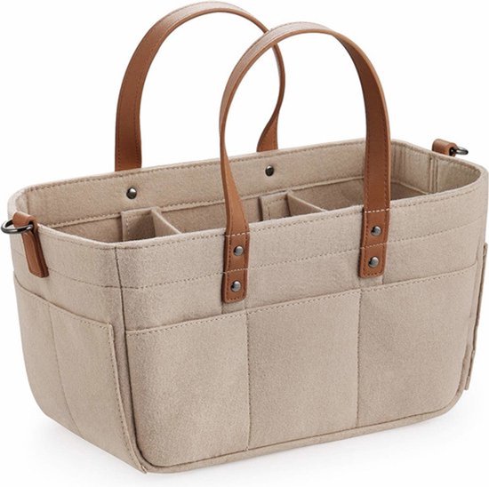 Baby kinderwagen tas organizer Opvouwbaar - Diaper - Luier - Luiertas - Apricot - Perzik - Vilt - Kind - Vakken - Buggy tas - Auto organizer - Kleding - Reistas - Opbergtas - Verzorgingstas - Kids - Kinderkamer - Compact - Luiers - Doekjes - Cadeau van Lily's Things