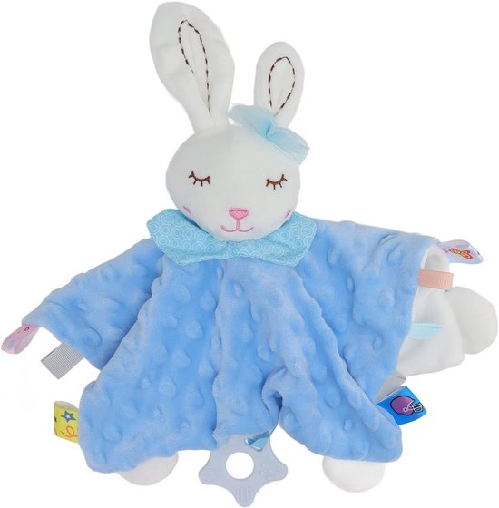 Baby Knuffel - Veiligheidsdekentje - Slaap Gemoedsrust - Zachte Pluche - 28 cm - Blauw