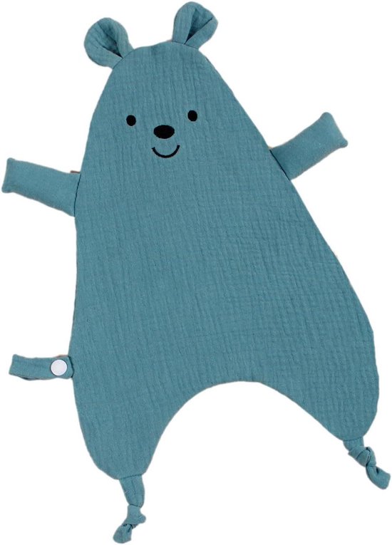 Baby knuffeldeken - Speendoekje veiligheid - Comfort bieden - Vierlaags mousseline - Lichtgewicht - Blauw
