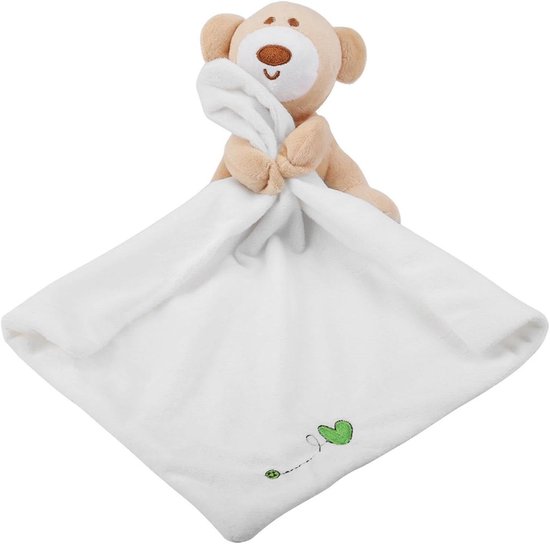 Baby Knuffeldeken - Veiligheidsdeken Speelgoed - Baby Kalmeren - Zacht Pluche Materiaal - 30x30 cm - Wit