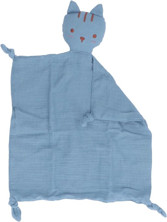 Baby Knuffeldeken - Veiligheidsdoekje Speelgoed - Kind Kalmeren - Zachte Katoen - 39 cm - Donkerblauw