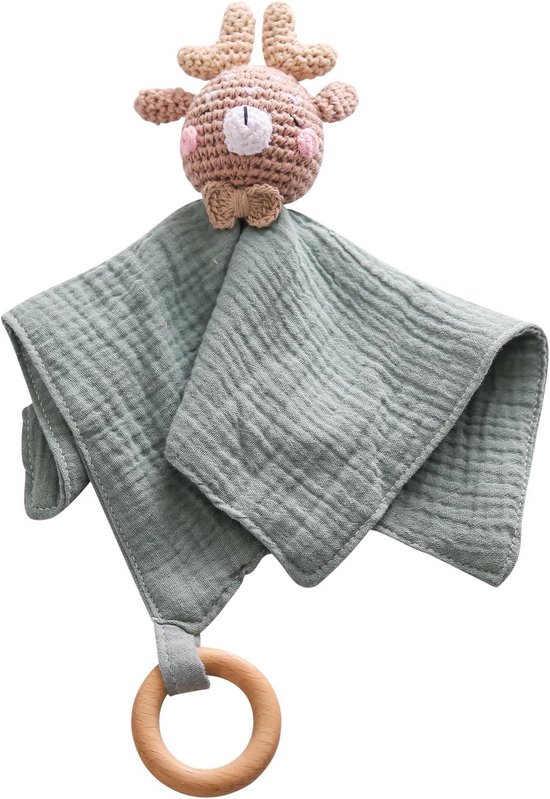 Baby Knuffeldoek - Baby Knuffel - Baby Troosten - Huidvriendelijk Katoen - Baby Grootte - Hert van Merkloos