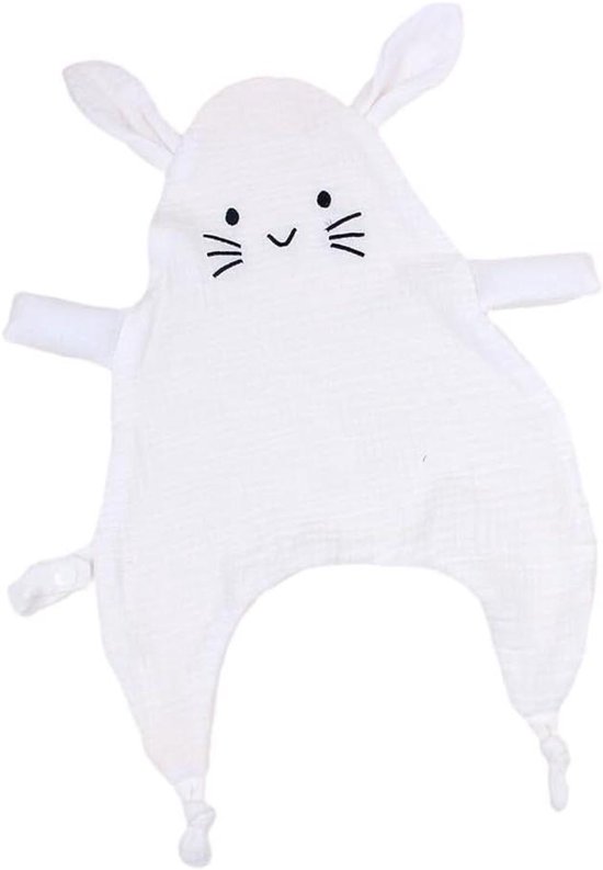 Baby Knuffeldoek - Baby Knuffel Speendoek - Baby Kalmeren - Zacht Katoen - 47 x 17 cm - Wit van Merkloos