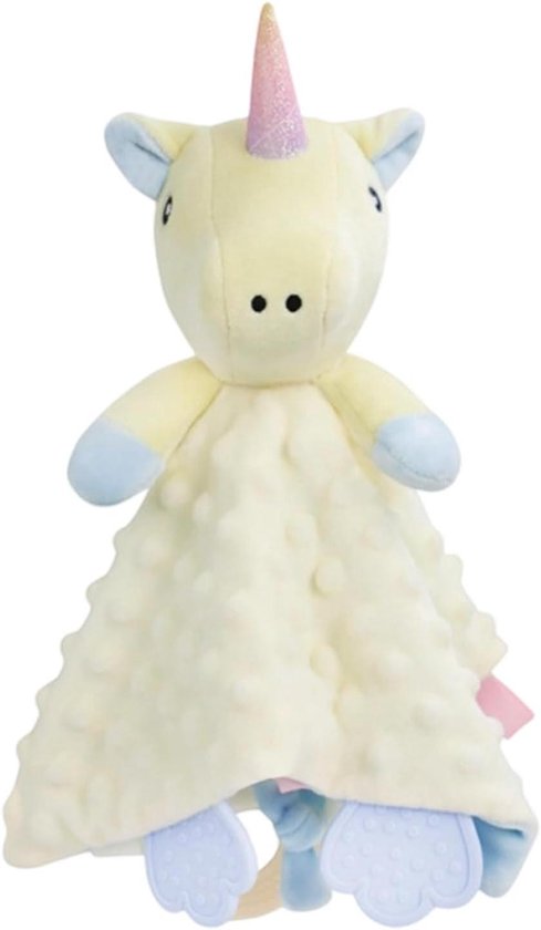 Baby Knuffeldoek - Knuffeldeken Baby - Baby Kalmeren - Zacht en Rond - 32 x 22 x 3 cm - Geel