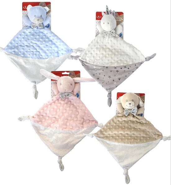 Baby knuffeldoek - Troostdoekje met naam - Gepersonaliseerd cadeau - Met 3D-figuur - 25 x 25 cm - Wit hondje