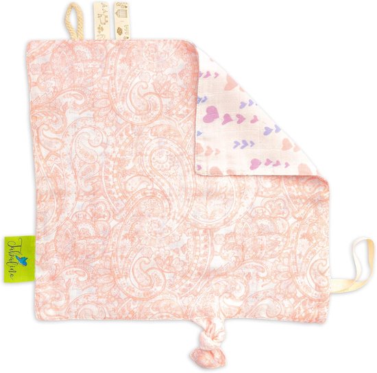 Baby Knuffeldoek - Troostdoekje Spuugdoek - Baby Comfort - Met Lus - 30 x 30 cm - Paisley