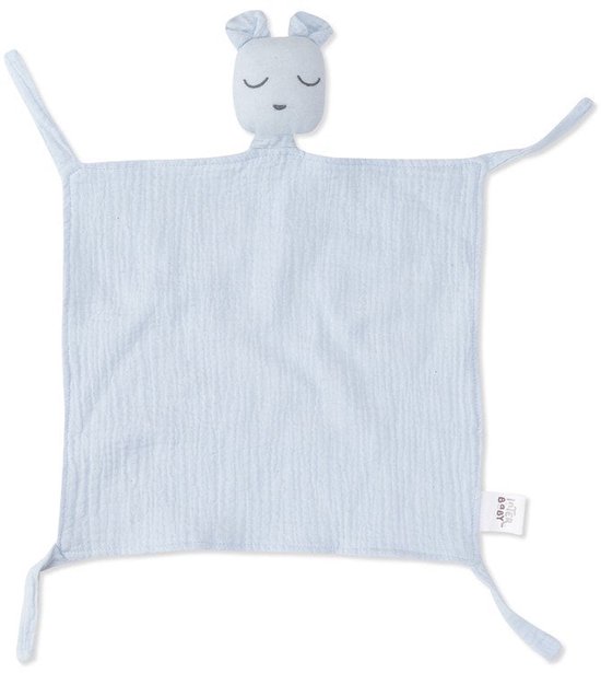 Baby Knuffeldoekje Mousseline Bamboe Katoen – Zacht Knuffeldoekje Baby – Ademend & Veilig – Perfect Kraamcadeau blauw/grijs van Merkloos