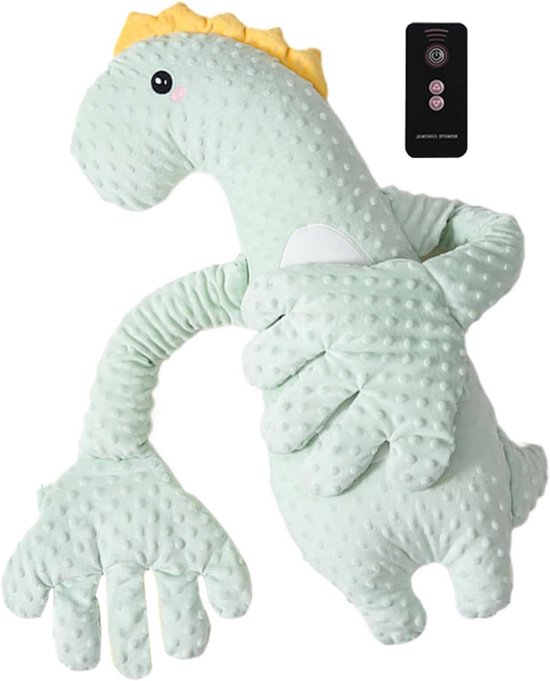 Baby Knuffelkussen - Slaaphulp Speeltje - Rustig Slapen - Automatische Tikbeweging - 68 cm - Groene dinosaurus