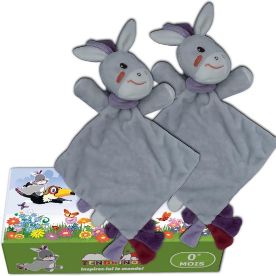 Baby Knuffelset - Zachte Knuffels - Babyslaap Zekerheid - Set van Twee - 20 x 9 cm - Grijs Paars