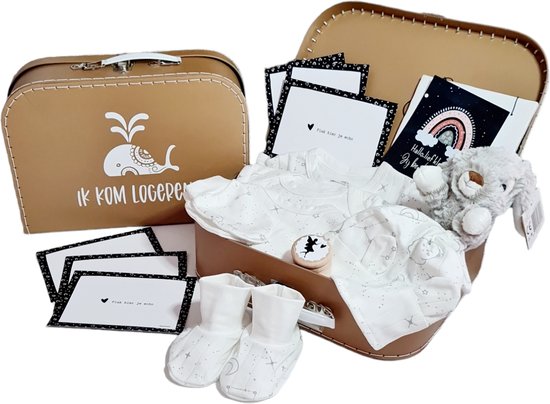 Baby koffertje - baby kraamcadeau unisex - kinderkoffertje - baby geschenkset - babyshower cadeau - gender reveal cadeau - unisex baby kledingset MammaZenn van MammaZenn