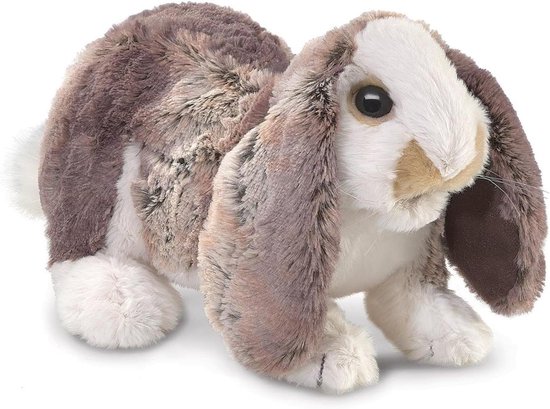 Baby Konijn Handpop - Knuffelkonijn Poppenkast - Verhalen Vertellen - Zachte Vacht - 33 cm - Meerkleurig