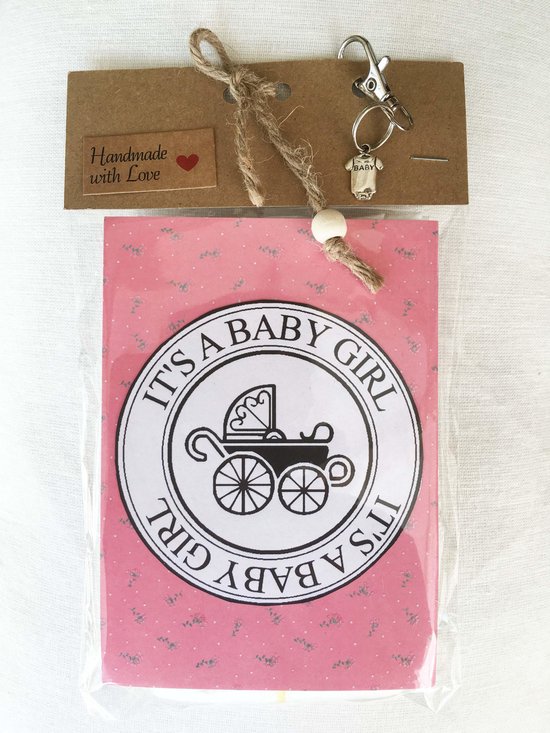 baby kraamcadeau met de tekst ' It's a baby girl ' , geboorte meisje, luierkado, babyshower, zwangerschap, zwanger van Merkloos