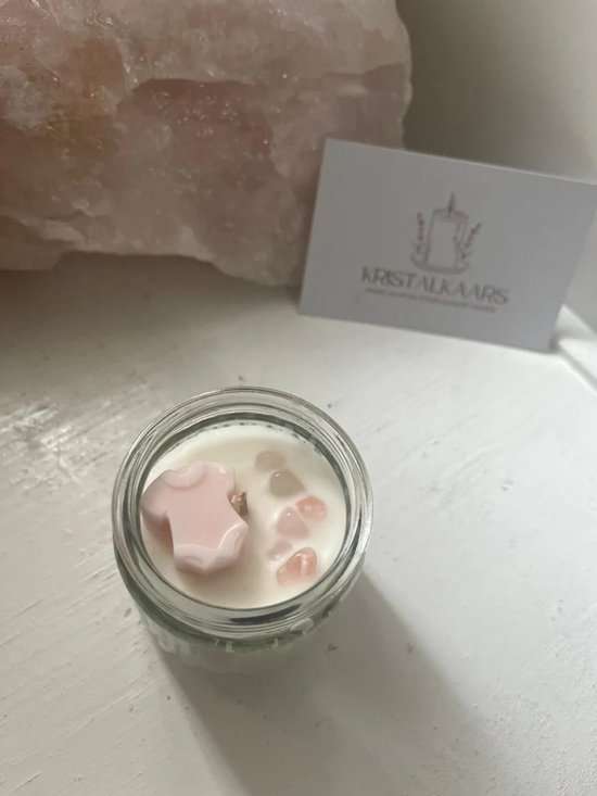 Baby Kristalkaars met Rompertje – Liefdevol Cadeau bij Geboorte of Zwangerschap van By Romi