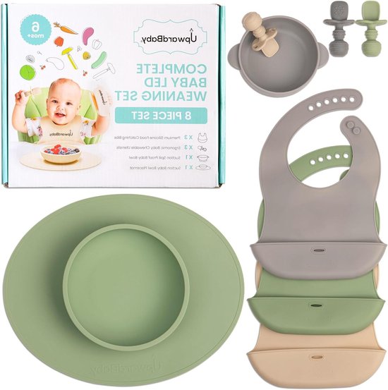 Baby Led Weaning Supplies - Zuigplaten Peuter - Zelf Feeding Spoons 6 maanden Zuigkommen & Siliconen Plates - Peuter Plates and Bowls Set Eating - First Stage BLW Utensils 6-12 maanden - Upward van UpwardBaby