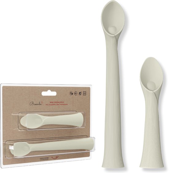 Baby Lepeltjes met zuignap - 100% siliconen Oefenlepel + Hulplepel - Baby Bestek 2 stuks - Broemba® van Merkloos