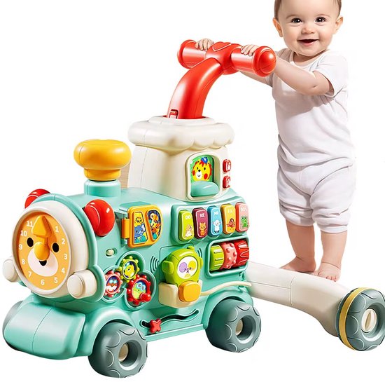 Baby Loopwagen Trein 3-in-1 – Leer & Rijd – Educatieve Walker met Muziek, Licht & Spelletjes – Push & Ride-On – 1 tot 3 Jaar – Cadeau voor Jongens & Meisjes van Merkloos