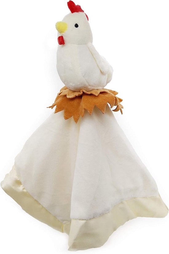 Baby Lovey Deken - Veiligheidsdeken Baby - Troost en Veiligheid - Dubbele Dikte Satijnrand - 50 x 50 cm - Kip