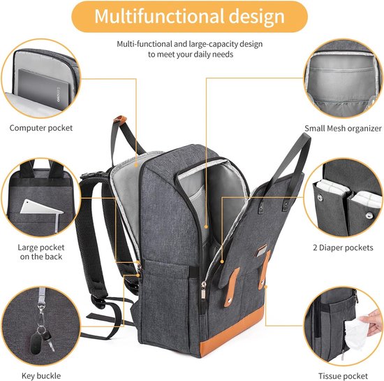 Baby Luiertas Rugzak,Luierrugzak,Babyluiertas voor Baby's,Zwangerschapstassen met Aankleedmat en Fopspeenhouder,Waterdicht,Grote Capaciteit Rugzak voor Mama en Papa (Zwart) van Yunbaiwan